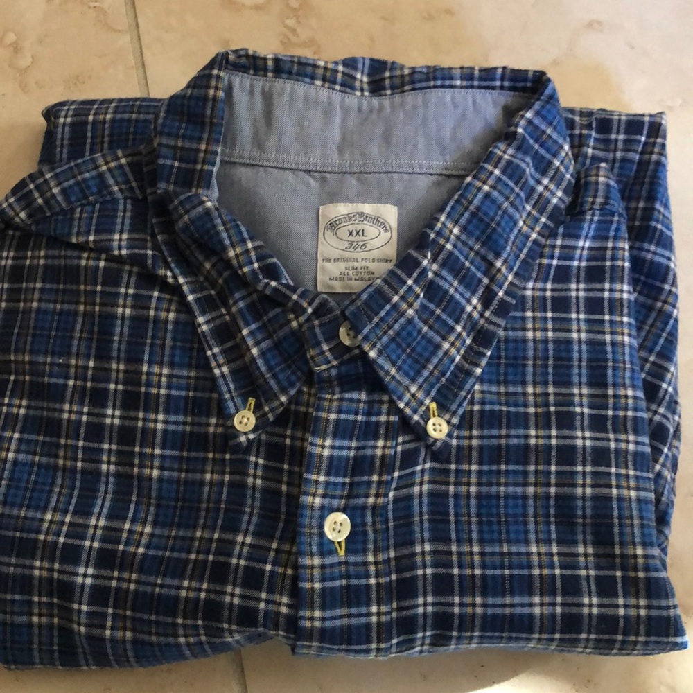 Brooks Brothers Blue Plaid Casual Button Down Shirt